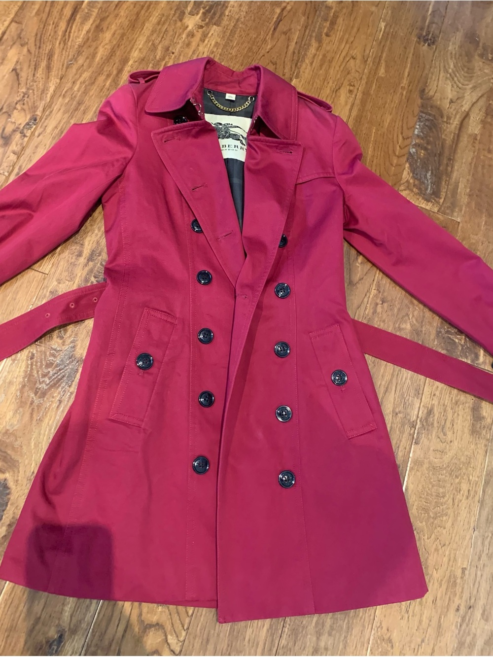 Burberry Burgundy/Merlot Double-Breasted Trench Coat - Picture 8 of 16